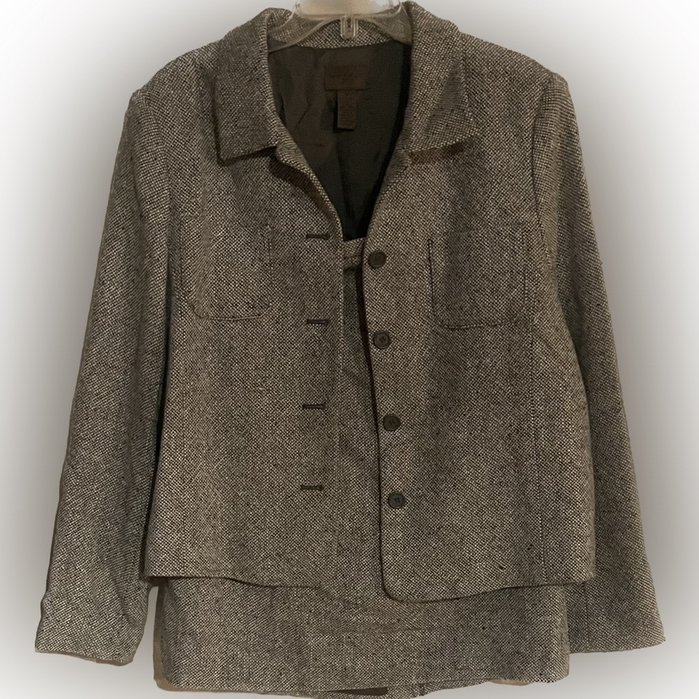 Vintage Gray Tweed Outfit JPR Jacket Blazer and Pencil Skirt Set New W/O Tag